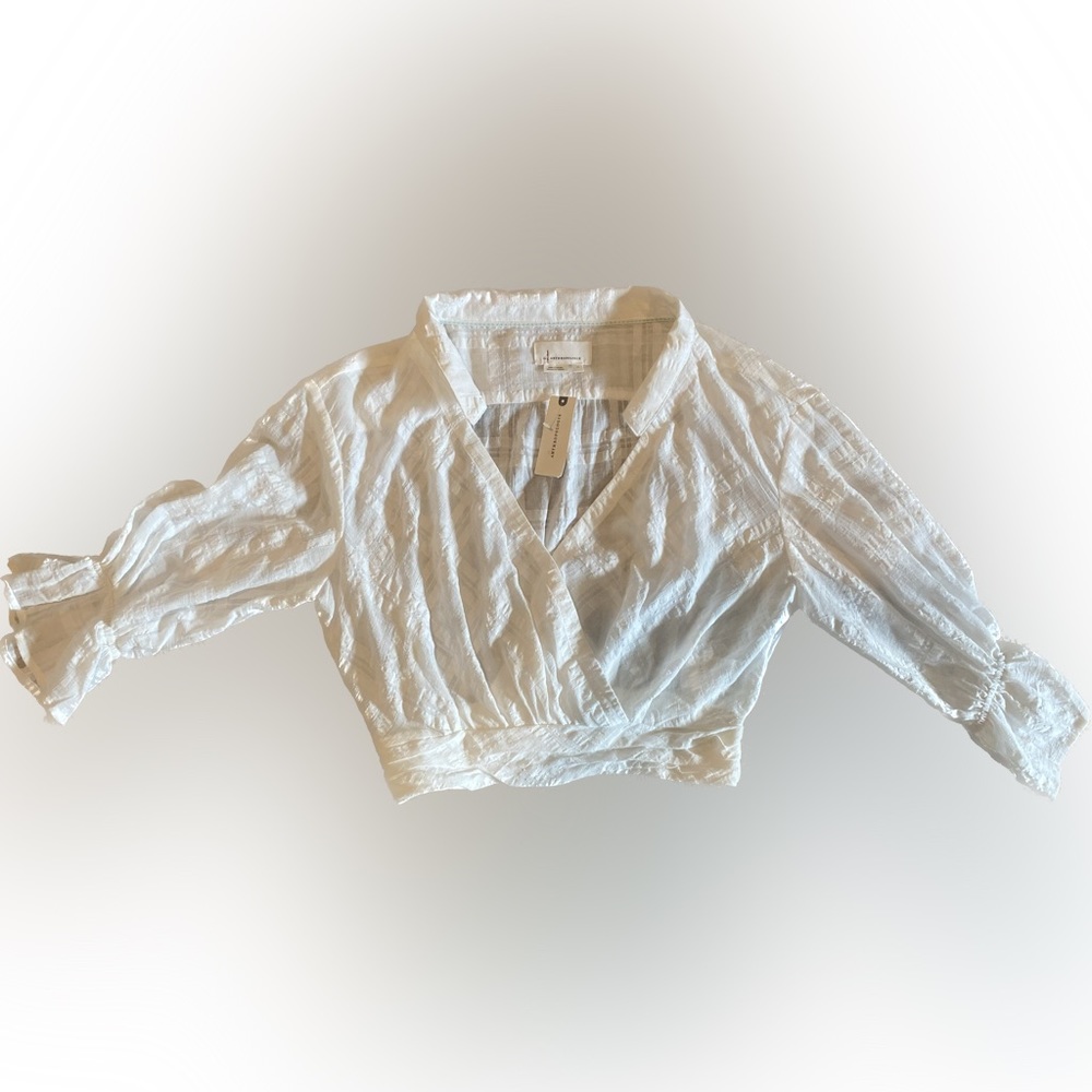 NWT Anthropologie White Cropped Blouse Size XS